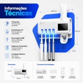 Porta Escova Esterilizador UV Dispenser Pasta Automático