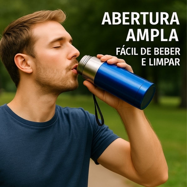 Garrafa Vacuum 800ml - Azul_Prata