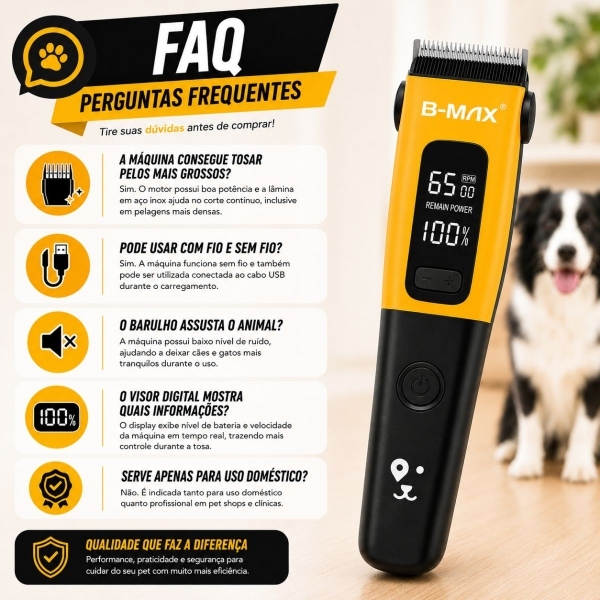 Kit Máquina de Tosa B-MAX + Luva Removedora de Pelos PETS