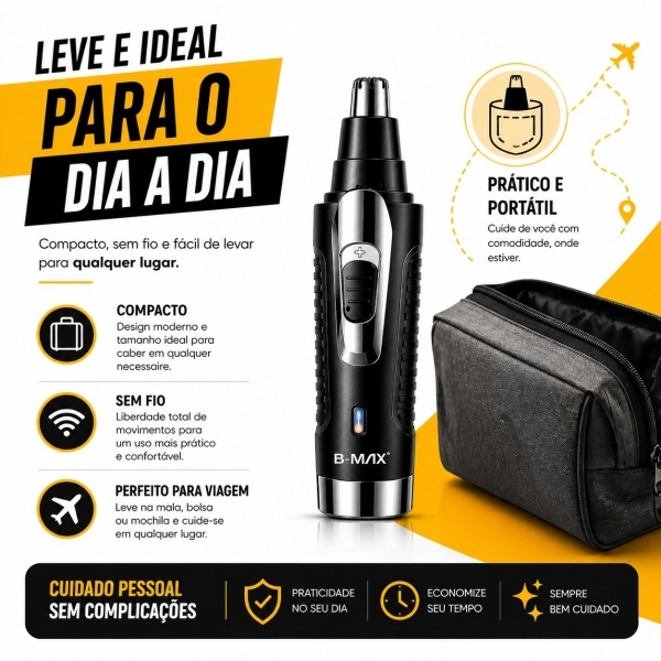 Máquina Aparador Pelos Elétrico Nariz Ouvido Sem Fio Bivolt