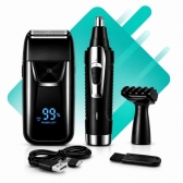 Kit Shaver Elétrico + Aparador Nariz Recarregável USB Masculino