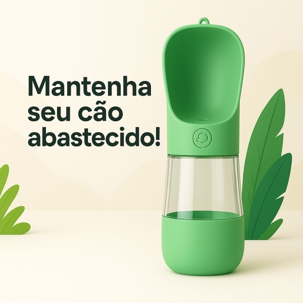 Garrafa Portátil Pet 2 em 1 Água e Ração 370ml Passeio - Verde