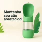 Garrafa Portátil Pet 2 em 1 Água e Ração 370ml Passeio - Verde