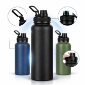 Garrafa Térmica Inox 1200ml Parede Dupla Isolamento a Vácuo Antivazamento com Alça 180° - Preta