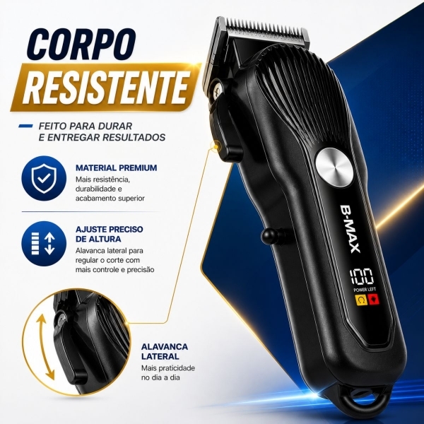 Kit Maquina Profissional Cortar Cabelo Acabamento Aparador Preto