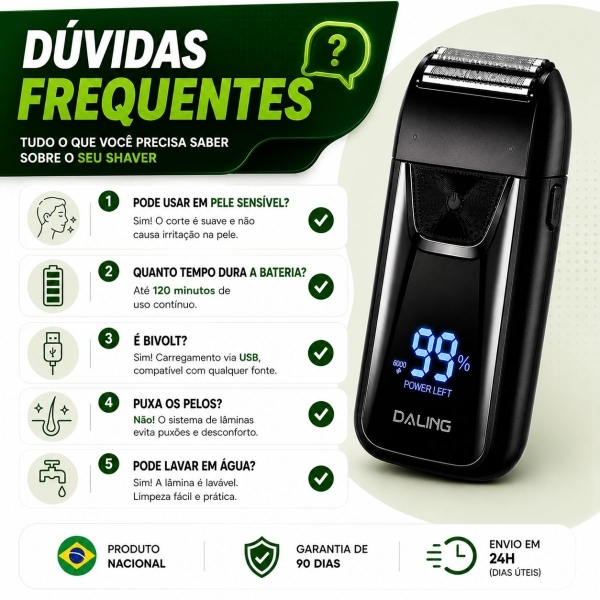 Barbeador Shaver Bivolt 5w Display Led Aparador Pelo Nariz