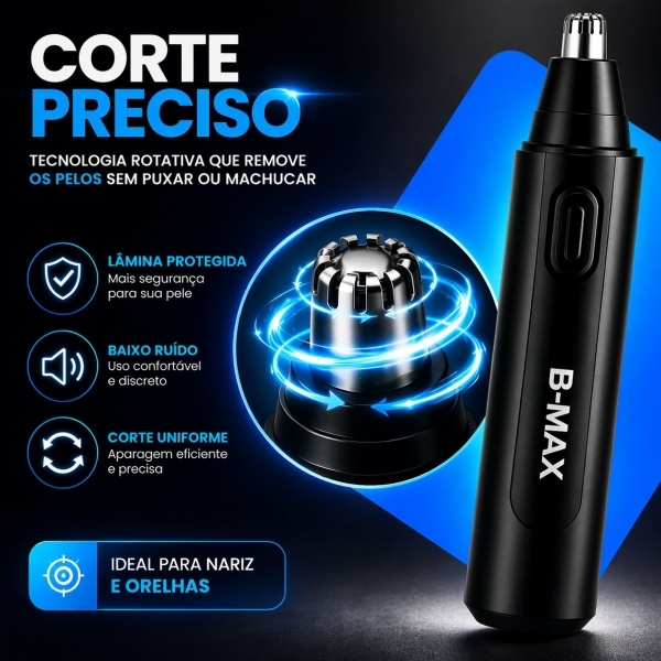Máquina Aparador Cortador de pelos de nariz e orelha USB