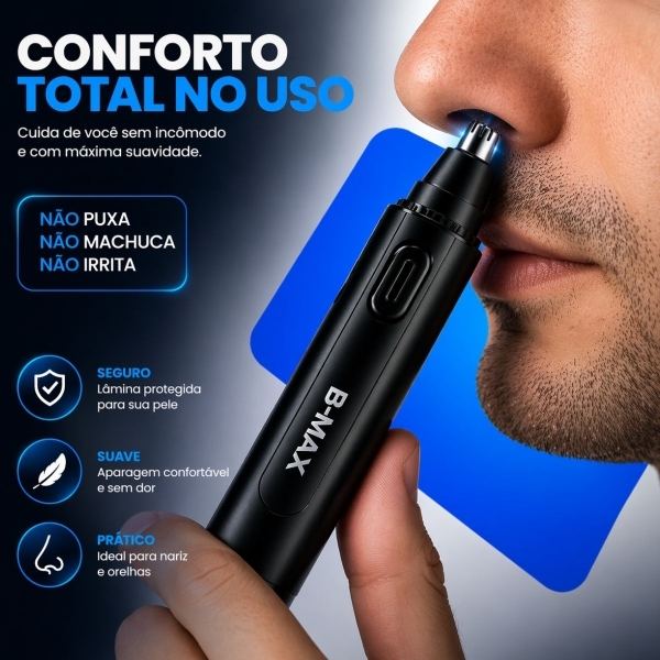 Máquina Aparador Cortador de pelos de nariz e orelha USB