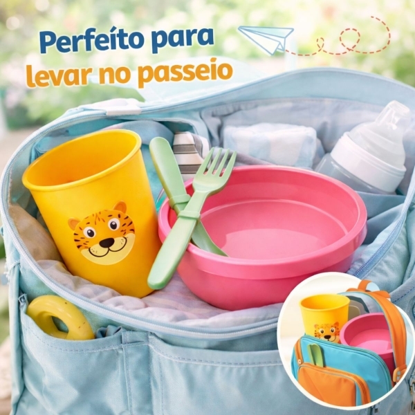 Kit Alimentação Infantil 4 Peças Bebê Livre BPA 0 a 24 Meses - Prato Vermelho