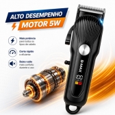 Kit Maquina Profissional Cortar Cabelo Acabamento Aparador Preto