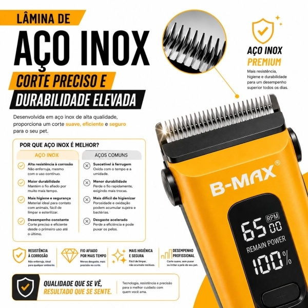 Kit Máquina de Tosa B-MAX + Luva Removedora de Pelos PETS