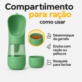 Garrafa Portátil Pet 2 em 1 Água e Ração 370ml Passeio - Verde