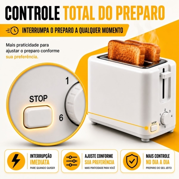Torradeira Elétrica Tostadeira 5 Niveis De Tostagem 110v