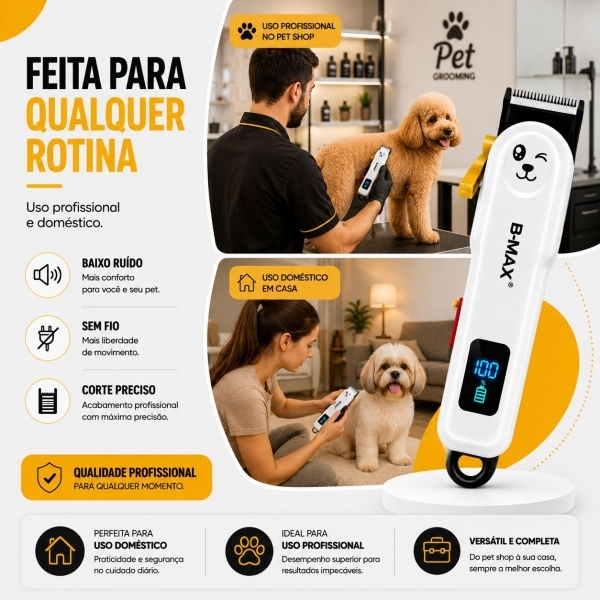 Máquina De Tosa Bmax Profissional Sem Fio Silenciosa