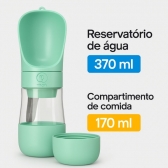 Garrafa Portátil Pet 2 em 1 Água e Ração 370ml Passeio - Verde