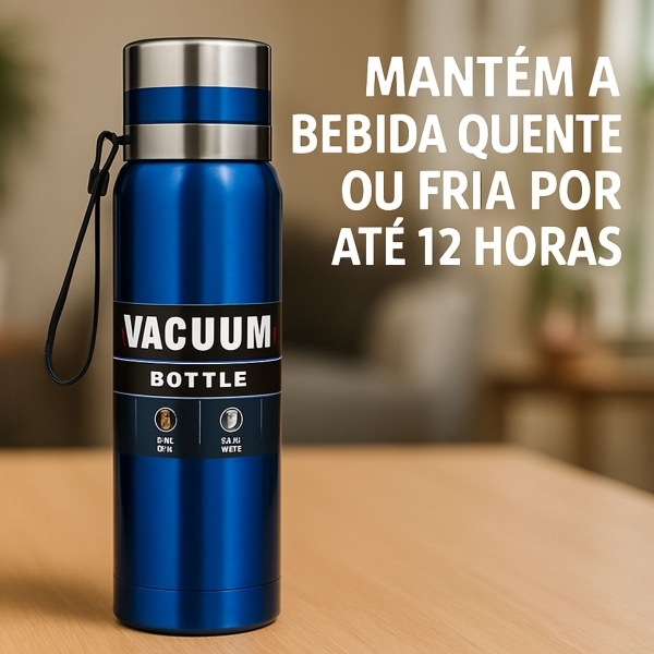 Garrafa Vacuum 800ml - Azul_Prata