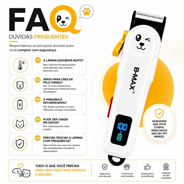 Máquina De Tosa Bmax Profissional Sem Fio Silenciosa
