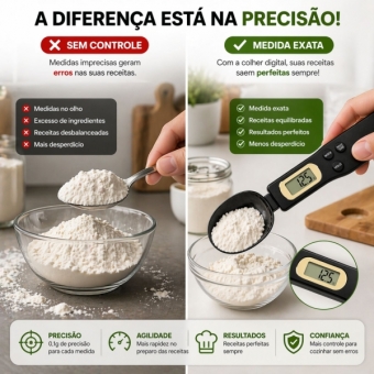 Colher Medida Balança Digital Eletrônica Cozinha Até 500g