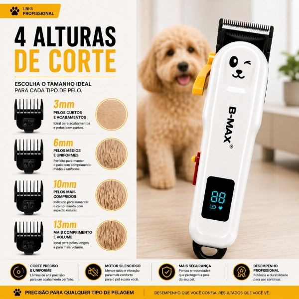 Máquina De Tosa Bmax Profissional Sem Fio Silenciosa