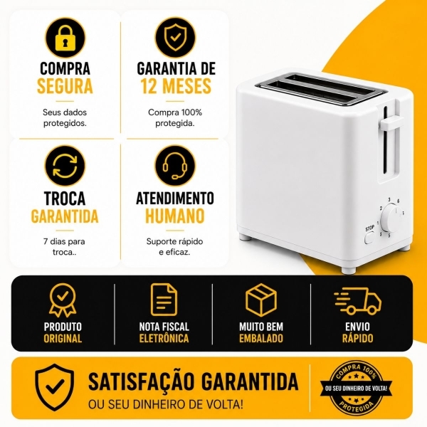 Torradeira Elétrica Tostadeira 5 Niveis De Tostagem 110v